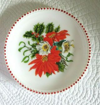 Westmoreland Beaded Edge 7.  5 " Plate Poinsettia Holly Berry Decoration Rare