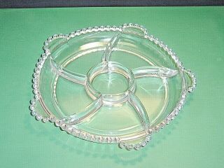 Imperial Glass Crystal Candlewick 6 Part 5 Handle Relish Tray