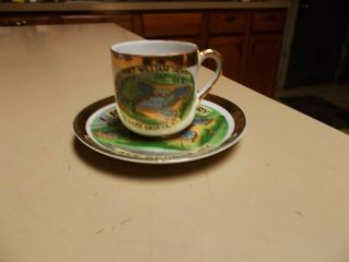 Vintage Porcelain Demitasse Cup & Saucer Lake George Ny Fort William Henry