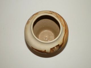 Nemadji Pottery Vase Brown Orange Swirl 6 