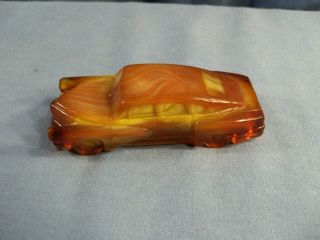 Boyd Art Glass Tucker Car Figurine - Orange & Yellow Slag Glass