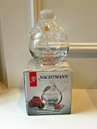 Nachtmann Bleikristall Strawberry Crystal Jam Jar /marmelade/ Sugar Bowl Nib