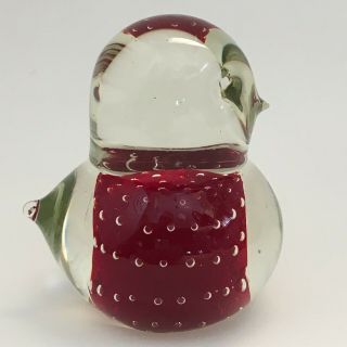 Art Glass Red Bird Paperweight Controlled Bubbles Mid Century Modern Iittala Mcm