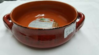 De Silva Italy Rustic Red 6 " Handled Terra Cotta Soup Bowls/crocks/casseroles