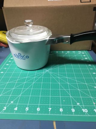 Corning Ware Cornflower 1 Qt.  4 Cup Measuring Saucemaker Pot With Lid & Handle