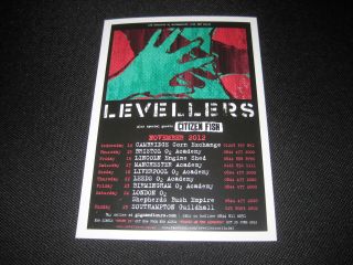 Levellers Flyer 2012 Music Memorabilia Concert Gig Rare Collectible Tour Promo