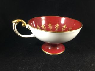 Aynsley Burgundy Red Gold Gilt Tea Cup No Saucer Swan Handle