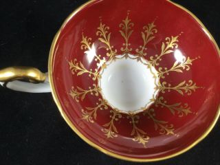 Aynsley Burgundy Red Gold Gilt Tea Cup no saucer Swan Handle 2