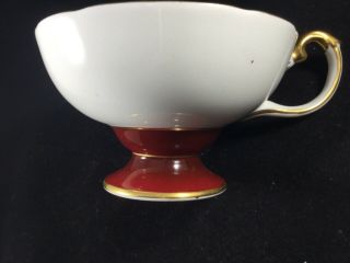 Aynsley Burgundy Red Gold Gilt Tea Cup no saucer Swan Handle 5