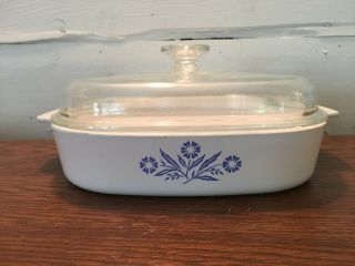 Vintage Corning Ware A - 10 - B Blue Cornflower Casserole Dish Glass Lid 9.  75x9.  75 