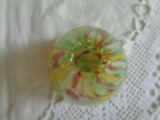 Small Hand Blown Multi Color ART GLASS BUD VASE Yellow,  White,  Green,  Red 4