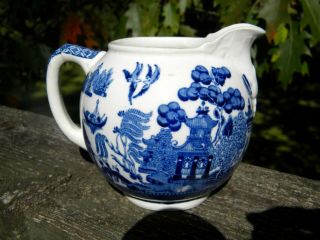 Antique 1911 Buffalo Pottery Blue Willow Small Pitcher