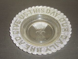 19th C Eapg Pattern Glass 11 " Give Us This Day Our Daily Bread Plate Tray