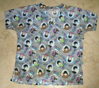 Unique Rare The Beatles All You Need Is Love Scrub Uniform Top Adult Xl