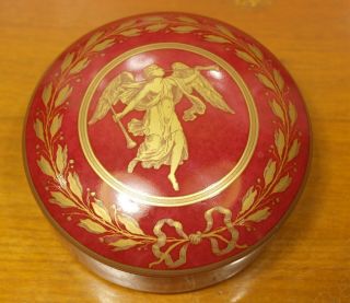 Williamsburg Mottahedeh Angel Gabriel Red Porcelain Trinket Dresser Box Dish
