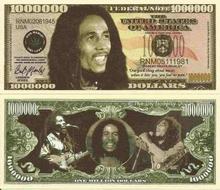 Robert Nesta Bob Marley One Million Dollar Bills X 2 Jamaican Singer Songwriter