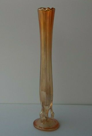 Vintage Marigold Carnival Glass Bud Vase With Twigs Branches Northwood/dugan