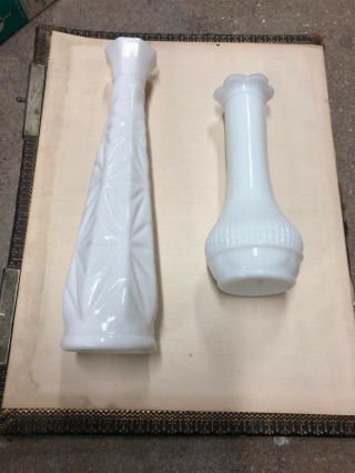 Milk Glass Bud Vase Randall 6 Inches Tall & 9” (no Markings)