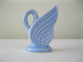 Shawnee Pottery Miniature Flax Blue Swan Vase,  Marked U.  S.  A