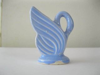 Shawnee Pottery Miniature Flax Blue Swan Vase,  Marked U.  S.  A 2