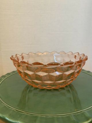 Vintage Jeanette Pink Depression Glass Berry Bowl Cubist 7 - 1/4” Euc