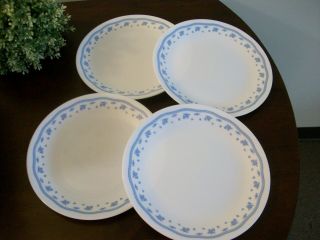Set Of 4 Corelle Dinnerware Morning Blue Lunch Dishes Plates 8.  5”