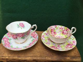 2 Royal Standard Cup And Saucer Pink 