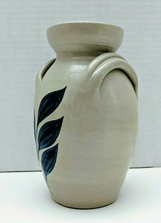 Williamsburg VA Pottery 1992 Gray Cobalt Blue Glaze Stoneware Vase 2