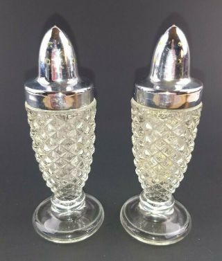 Westmoreland Glass Clear Round Footed Salt & Pepper Shakers Vintage