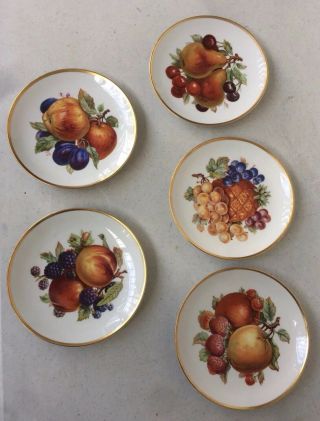 Mitterteich Bavaria Germany Salad Plates Set Of 5 Fruit Pattern W/ Gold Trim 32