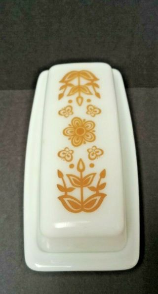 Vintage Pyrex Covered Butter Dish Corelle Corningware Butterfly Gold Pattern