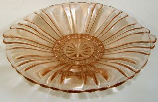 8 " Pink Depression Glass Anchor Hocking Old Cafe Candy Dish Small Tab Handles