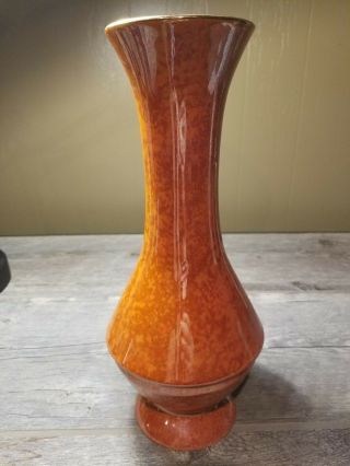 Vintage Holley Ross Orange and Gold Vase 3