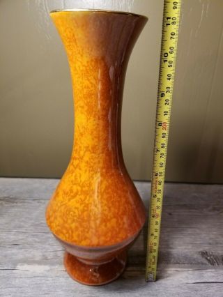 Vintage Holley Ross Orange and Gold Vase 4