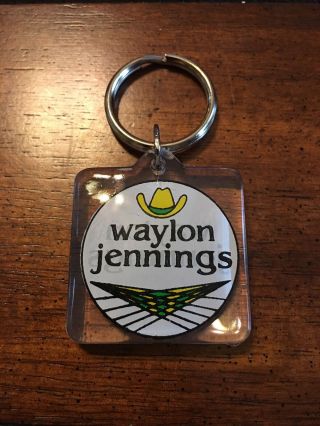 Vintage Waylon Jennings Keychain Yellow And Green Square