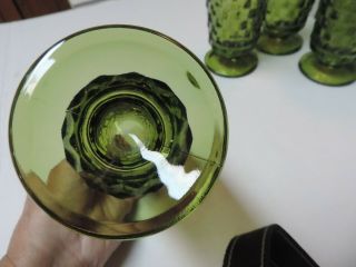 4 VTG Indiana Whitehall Colony Cubist Avocado Green Glass Iced Tea Tumblers EX 3