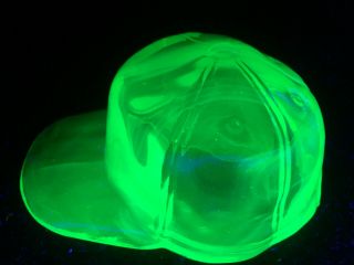 Green Vaseline SLAG glass hat / baseball sports cap uranium yellow little league 3