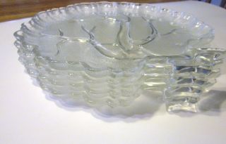 4 Vintage Hazel Atlas Orchard Crystal TREE OF LIFE Glass Snack Plates 2