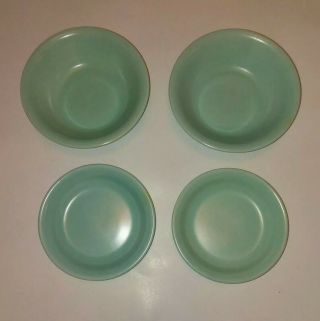 Set of 4 Vintage Franciscan Ware El Patio Turquoise (Glossy) Bowls 2 sizes RETRO 2