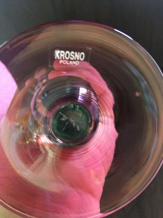 Candle Holder KROSNO POLAND ART DECO TALL BALL STEM GLASS Tri Colour Lustre 4
