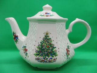 Vintage James Sadler Christmas Eve Holiday Tree Teapot Made In England
