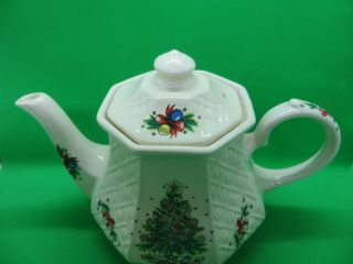 Vintage James Sadler Christmas Eve Holiday Tree Teapot Made in England 2