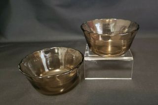 Pyrex Brown Amber Custard Dessert Cups 463 Scalloped Edge 2 Bowls Vintage