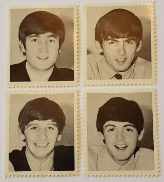 The Beatles 1964 Black & White Stamps,  Set Of Fab 4,  Vintage