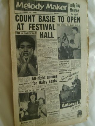Melody Maker Pop Paper.  26th Jan.  1957.  Count Basie. ,  Bill Haley Etc