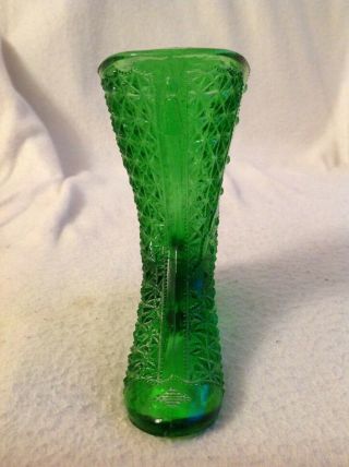 Antique moser glass button boot high heel green foot vase tot ladies vintage old 3