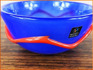 Vintage Marc Aurel Glass Echtkristall Nachtmann Art Blue Orange Bowl Dish Cobalt