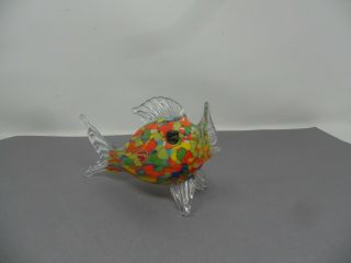 Murano Splatter Glass Fish Sculpture