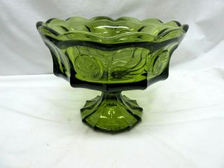Fostoria Coin Dot Olive Green Large Compote Bowl