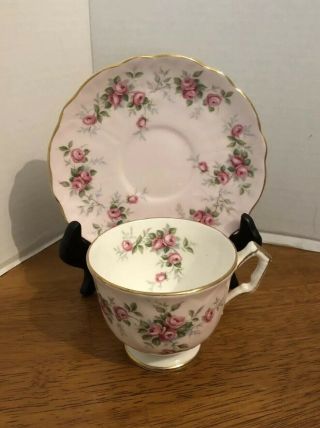 Vintage John Aynsley Grotto Rose Bone China Tea Cup And Saucer Discontinued